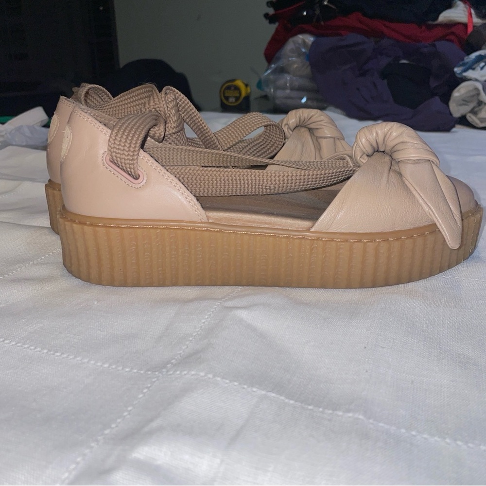 Knot-Front Lace-Up Flats in Taupe - Picture 2 of 9